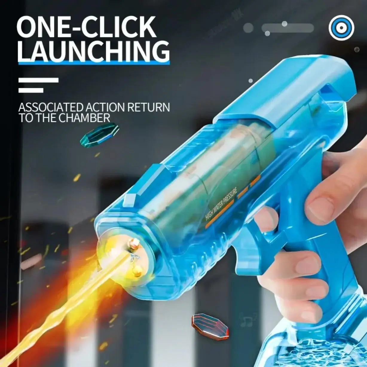 Portable Electric Pulse Light Water Gun, Outdoor Beach Pool Toy, Rechargeable Lithium Battery, Unisex Summer Party Gift, Blasters, Watergun